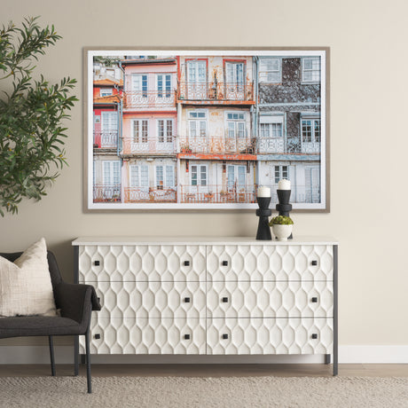 Porto Houses by Laura Marshall a Framed Photo Art Print Matted under Glass from Mercana - Luna Furniture