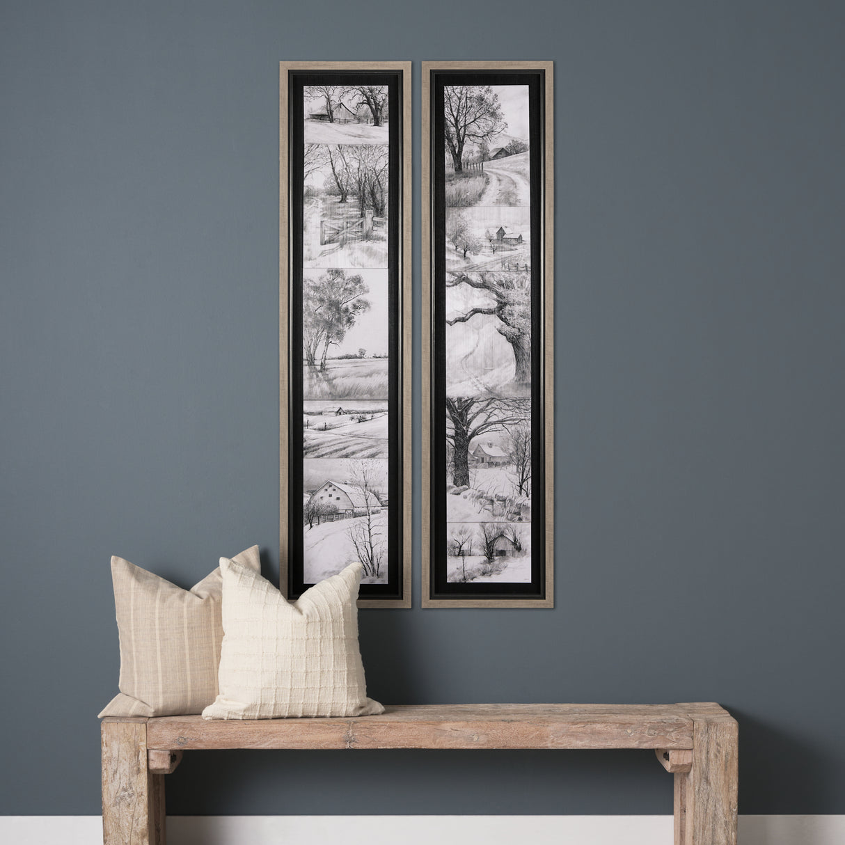 Countryside Sketches II by Ariana a Hand Embellished Textured Framed Art Print from Mercana - Luna Furniture