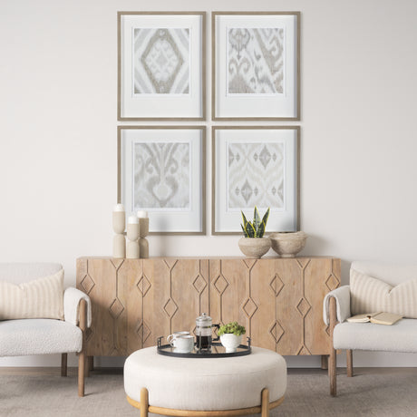 Ikat Patterns IV by Silvia Krause a Hand Embellished Textured Framed Art Print Matted under Glass from Mercana - Luna Furniture
