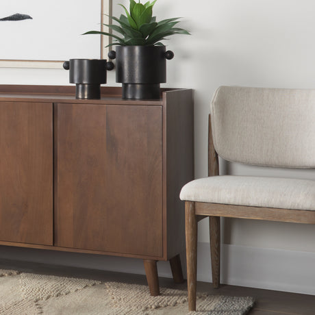 Lillie 36.0L x 16.0W x 32.0H Medium Brown Wood 2 Door Tray Top Accent Cabinet from Mercana - Luna Furniture