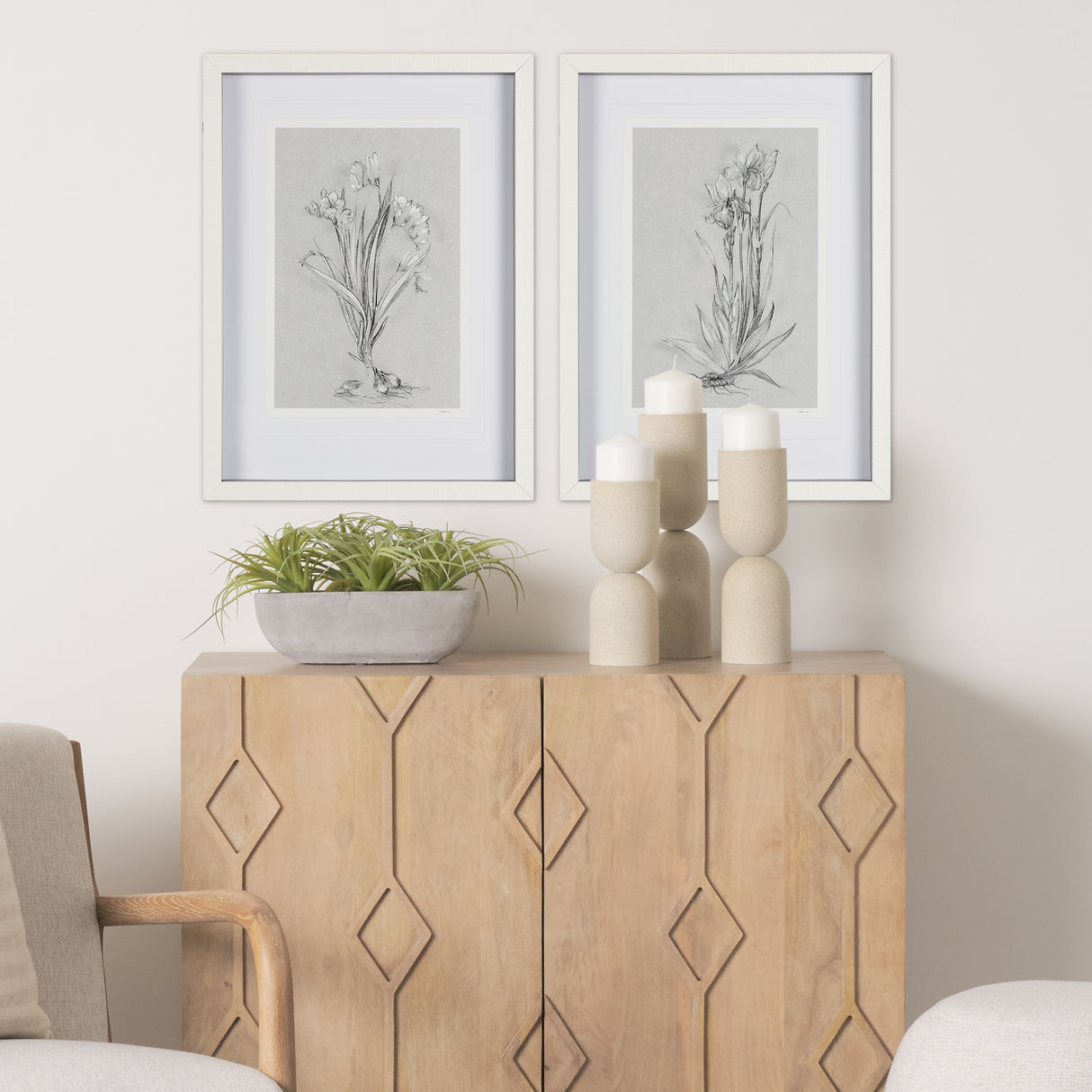 Botanical sketches III (Grey) by Mercana Studio Hand Embellished Framed Art Print Matted under Glass from Mercana - Luna Furniture