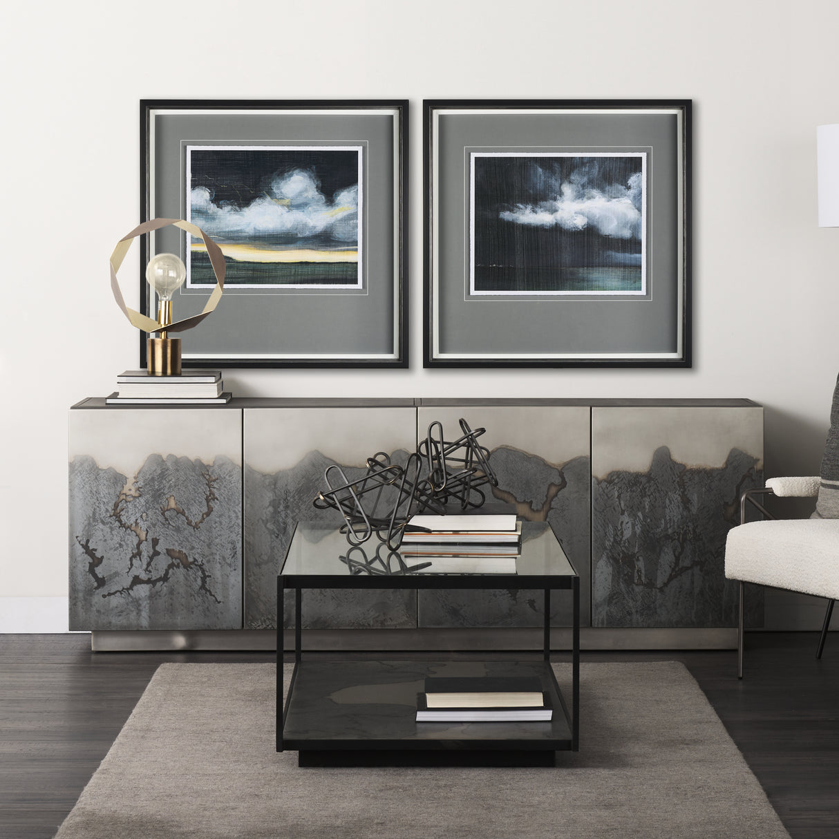 Stormy Skys II by Mercana Studio a Hand Embellished Textured Framed Art Print Matted under Glass from Mercana - Luna Furniture
