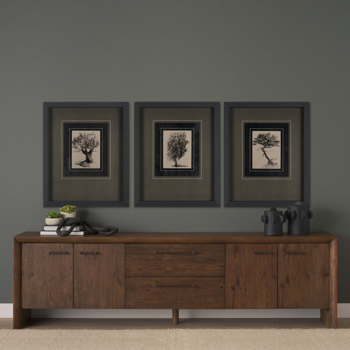 Tree Drawing I by Mercana Studio a Hand Embellished Textured Framed Art Print Matted under Glass from Mercana - Luna Furniture