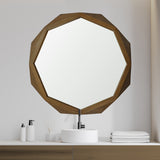 Aramis II 41L x 41H Octagon Brown Wood Frame Wall Mirror from Mercana - Luna Furniture