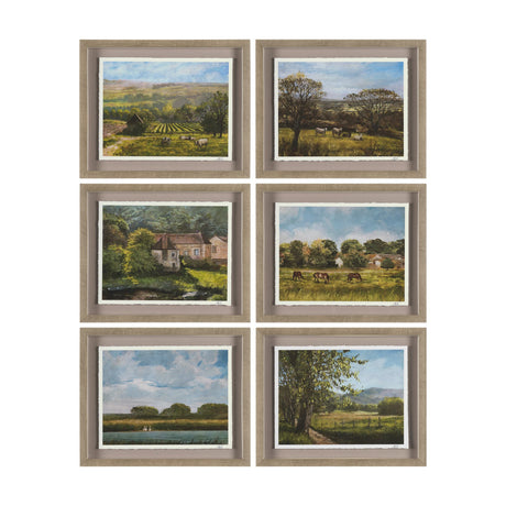 Country View(Set of 6) by Mercana Studio Hand-Embellished Textured Framed Artwork Matted under Glass from Mercana - Luna Furniture