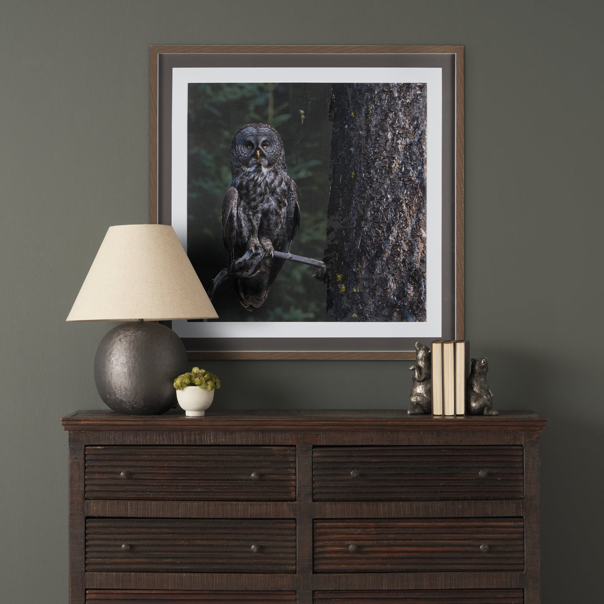 Night Owl by Chad Mackay a Hand Embellished Textured Framed Photo Art Print Matted under Glass from Mercana - Luna Furniture