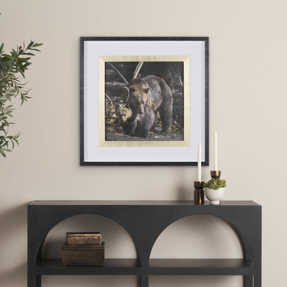 Mom and Cub by Chad Mackay a Hand Embellished Textured Framed Photo Art Print Matted under Glass from Mercana - Luna Furniture