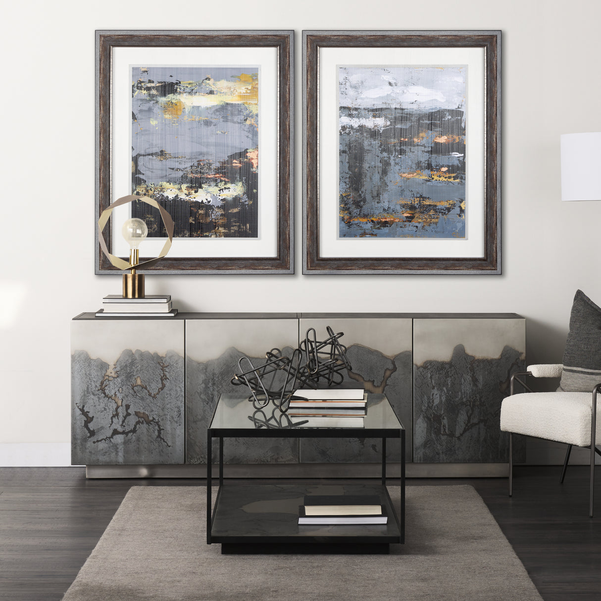 Silver and gold Inspiration II by Mercana Studio a Hand Embellished Textured Framed Art Print from Mercana - Luna Furniture