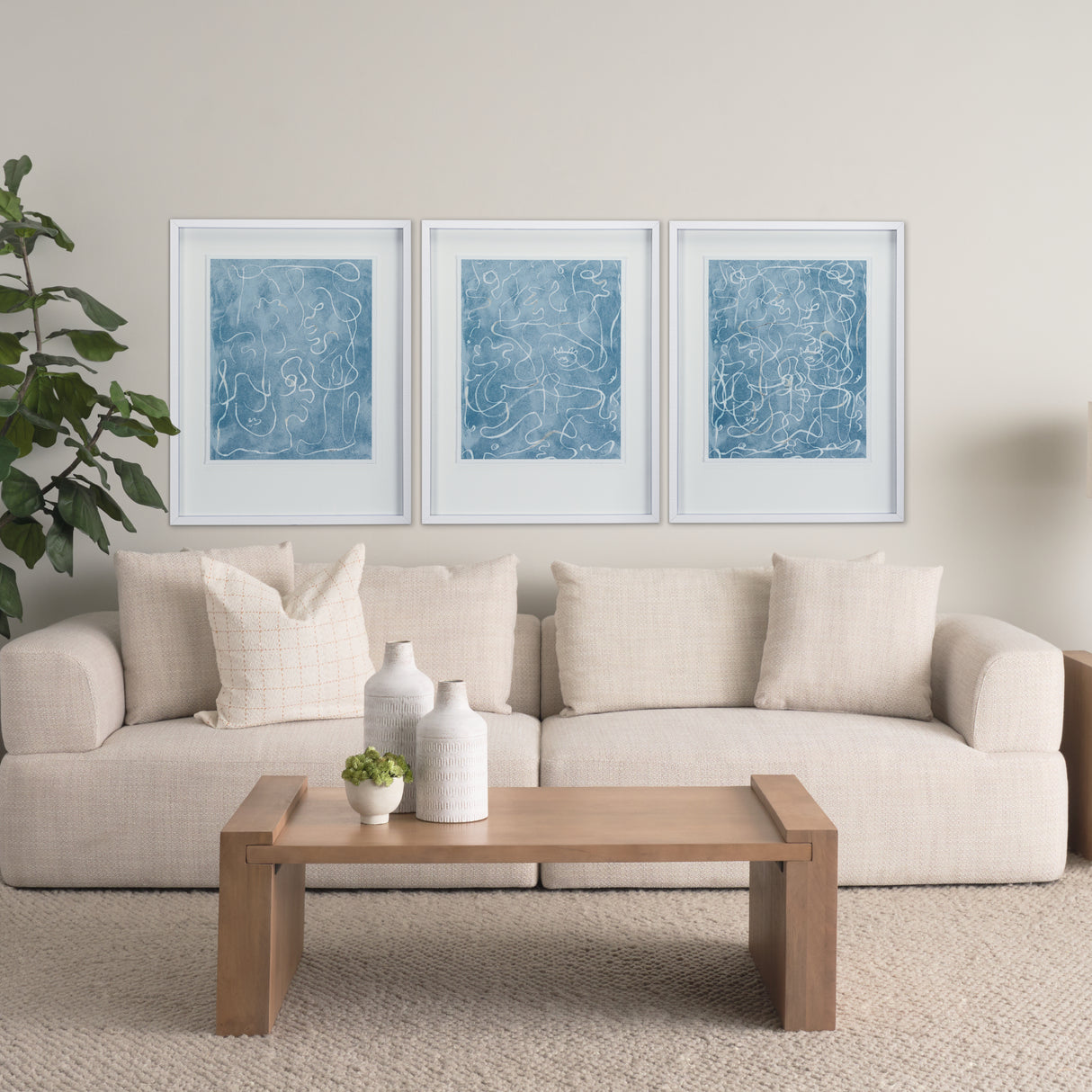 Thread Blue III by Mercana Studio a Hand Embellished Textured Framed Art Print Matted under Glass from Mercana - Luna Furniture