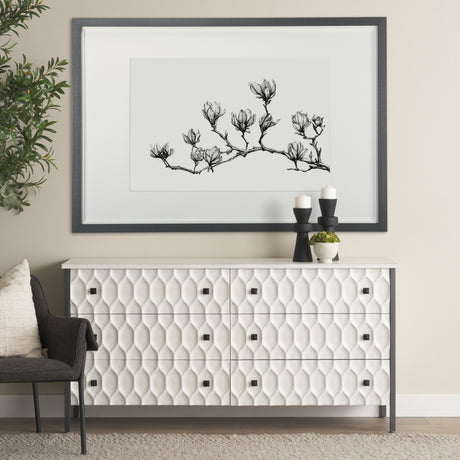 Magnolia II by Mercana Studio a Hand Embellished Textured Framed Art Print Matted under Glass from Mercana - Luna Furniture