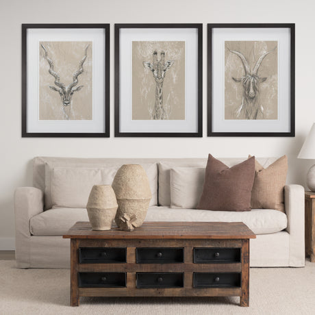 Sketch of Animal III (Antelope) Mercana Studio Hand Embellished Framed Art Print Matted under Glass from Mercana - Luna Furniture