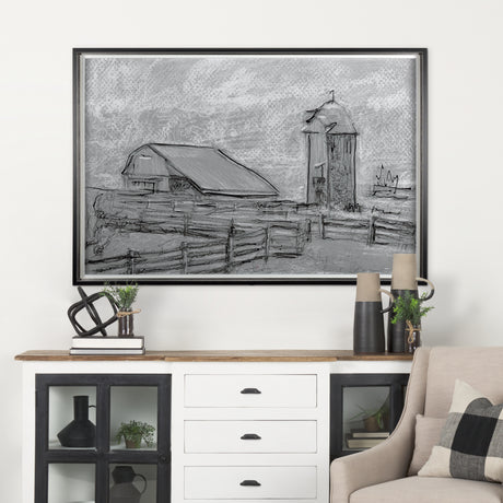 Farm view sketch II by Mercana Studio Hand Embellished Textured Framed Art Print Matted under Glass from Mercana - Luna Furniture