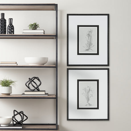 Botanical sketches IV (Grey) by Mercana Studio Hand Embellished Framed Art Print Matted under Glass from Mercana - Luna Furniture