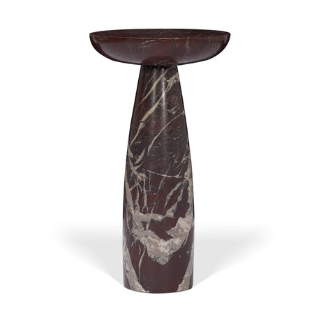 Bellancia Rosso Red Levanto Marble Pedastal Side Table from Mercana - Luna Furniture