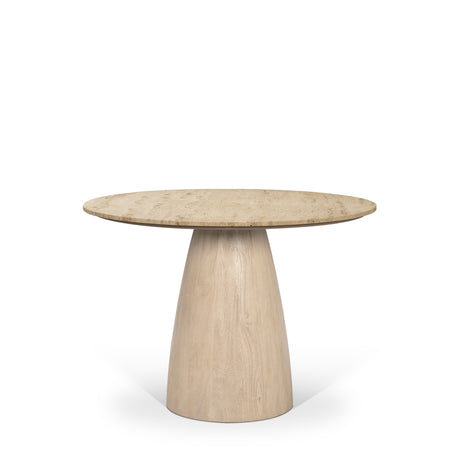 Allyson 42" Light Wood Base w/ Travertine Top Dining Table from Mercana - Luna Furniture