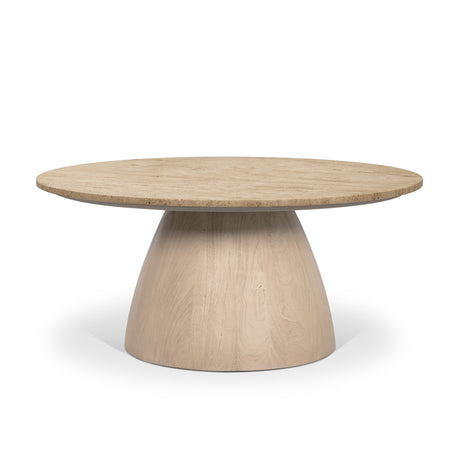 Allyson 36" Light Wood Base w/ Travertine Top Coffee Table from Mercana - Luna Furniture