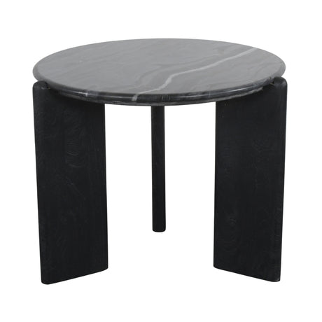 Rumer Black Wood w/ Black Marble Side Table from Mercana - Luna Furniture