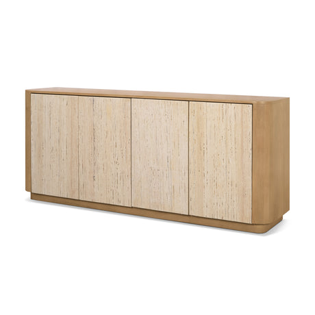 Serrin Solid Wood w/ Travertine 4 Door Closed Sideboard from Mercana - Luna Furniture