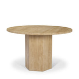 Torreno 42" Travertine Round Top Hexagon Pedestal Dining Table from Mercana - Luna Furniture