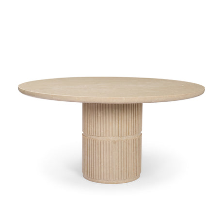 Sorrano 59" Botticino Marble Round w/ Fluted Base Dining Table from Mercana - Luna Furniture