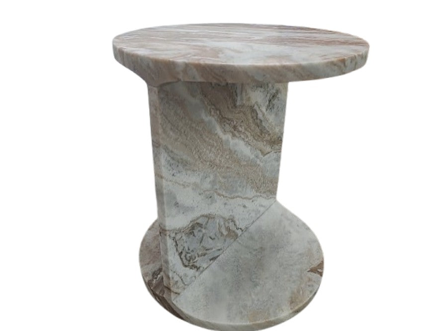 Forma Rosa Pink Marble Round Side Table from Mercana - Luna Furniture