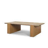 Milos Travertine Top w/ Light Brown Oak Wood Coffee Table from Mercana - Luna Furniture