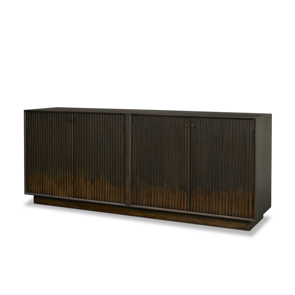 Cinder Distressed Dark Brown Wood Reeded 4-Door Closed Sideboard from Mercana - Luna Furniture