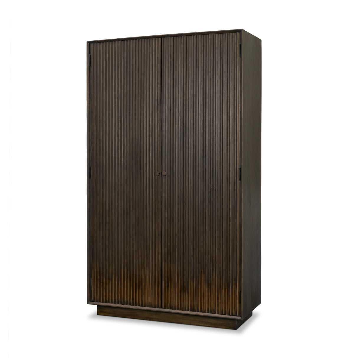Cinder Distressed Dark Brown Wood Reeded 2-Door Closed Tall Cabinet from Mercana - Luna Furniture