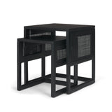 Grier Set of 2 Black Wood w/ Black Cane Nesting Accent Tables from Mercana - Luna Furniture