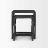 Grier Set of 2 Black Wood w/ Black Cane Nesting Accent Tables from Mercana - Luna Furniture