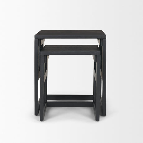 Grier Set of 2 Black Wood w/ Black Cane Nesting Accent Tables from Mercana - Luna Furniture