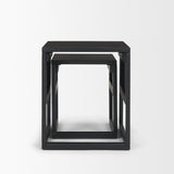 Grier Set of 2 Black Wood w/ Black Cane Nesting Accent Tables from Mercana - Luna Furniture