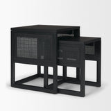 Grier Set of 2 Black Wood w/ Black Cane Nesting Accent Tables from Mercana - Luna Furniture