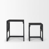 Grier Set of 2 Black Wood w/ Black Cane Nesting Accent Tables from Mercana - Luna Furniture