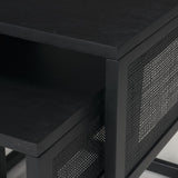 Grier Set of 2 Black Wood w/ Black Cane Nesting Accent Tables from Mercana - Luna Furniture