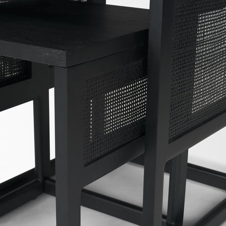 Grier Set of 2 Black Wood w/ Black Cane Nesting Accent Tables from Mercana - Luna Furniture
