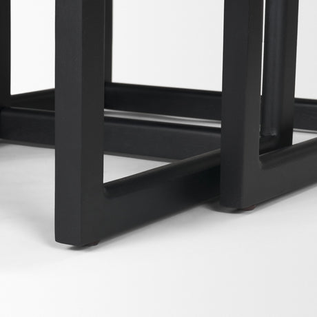 Grier Set of 2 Black Wood w/ Black Cane Nesting Accent Tables from Mercana - Luna Furniture