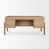 Trellyn Light Brown Solid Wood Carved Woven Desk from Mercana - Luna Furniture