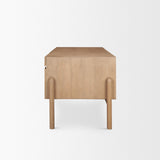 Trellyn Light Brown Solid Wood Carved Woven Desk from Mercana - Luna Furniture