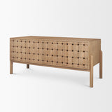 Trellyn Light Brown Solid Wood Carved Woven Desk from Mercana - Luna Furniture