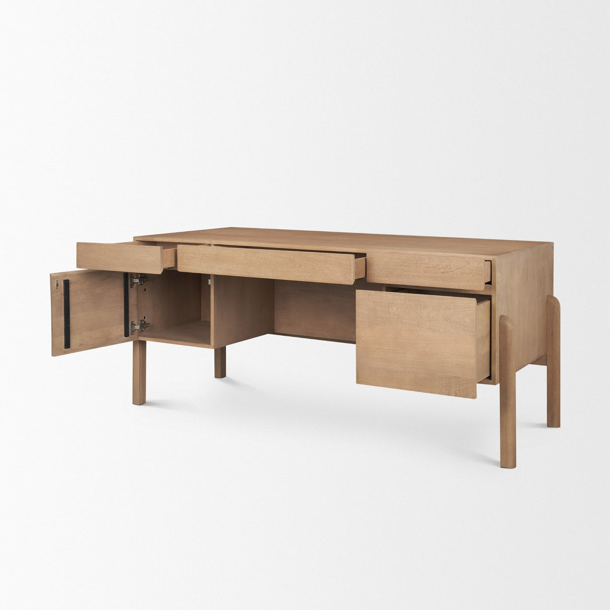 Trellyn Light Brown Solid Wood Carved Woven Desk from Mercana - Luna Furniture