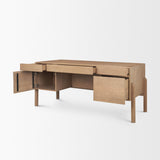 Trellyn Light Brown Solid Wood Carved Woven Desk from Mercana - Luna Furniture