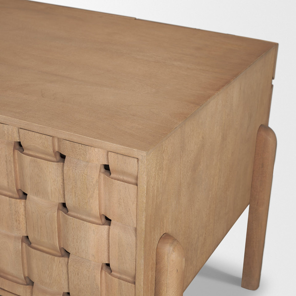Trellyn Light Brown Solid Wood Carved Woven Desk from Mercana - Luna Furniture