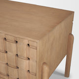 Trellyn Light Brown Solid Wood Carved Woven Desk from Mercana - Luna Furniture