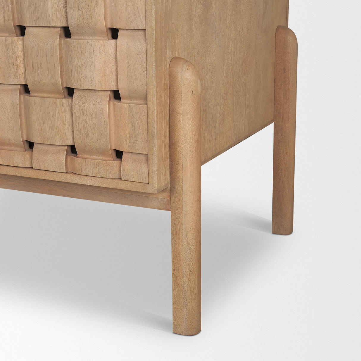 Trellyn Light Brown Solid Wood Carved Woven Desk from Mercana - Luna Furniture