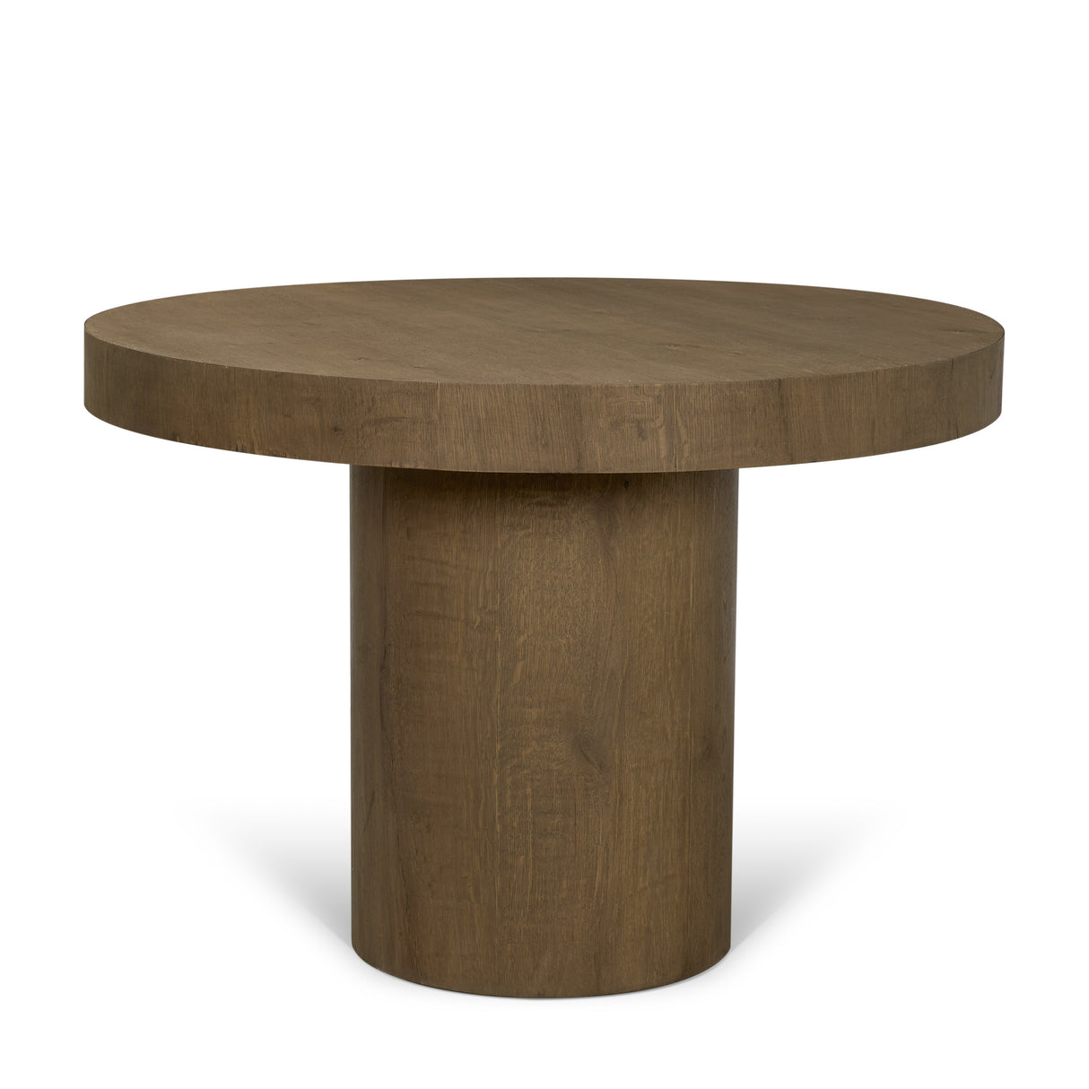 Lyonne 42" Round Medium Brown Oak Wood Pedestal Dining Table from Mercana - Luna Furniture