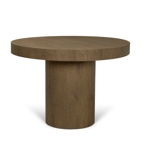 Lyonne 42" Round Medium Brown Oak Wood Pedestal Dining Table from Mercana - Luna Furniture