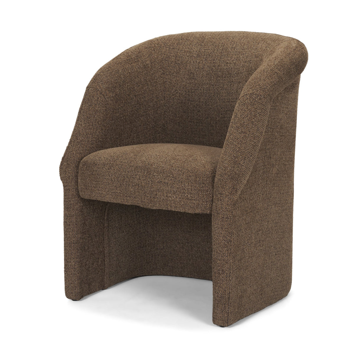 Curtis Brown Fabric Barrelback Half-Moon Base Dining Armchair from Mercana - Luna Furniture