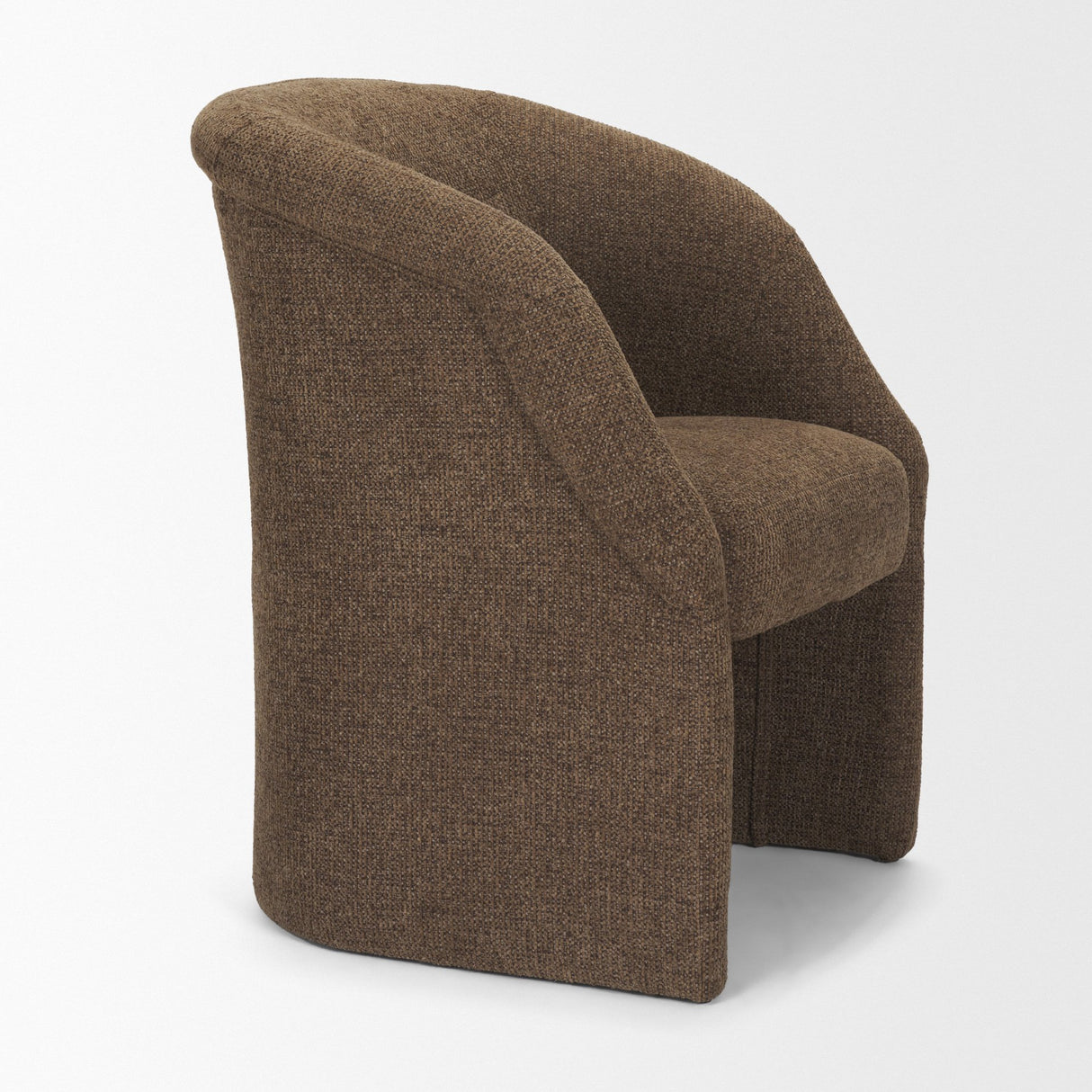 Curtis Brown Fabric Barrelback Half-Moon Base Dining Armchair from Mercana - Luna Furniture