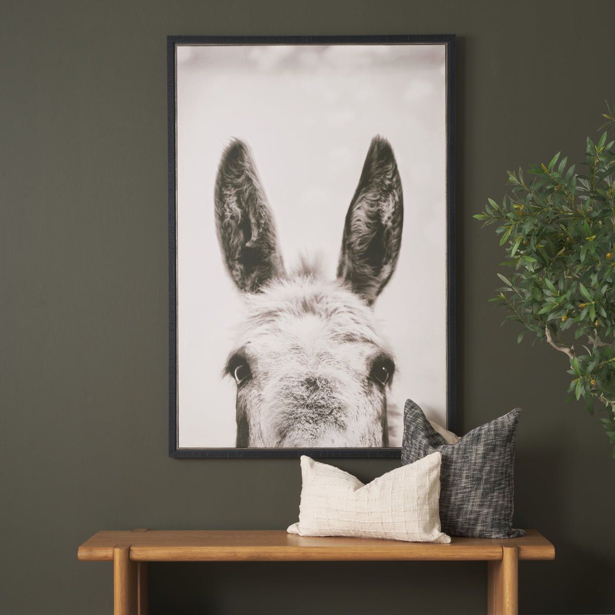 Downward Facing Donkey Sepia by Nathan Larson Textured Framed Canvas Photo Print from Mercana - Luna Furniture